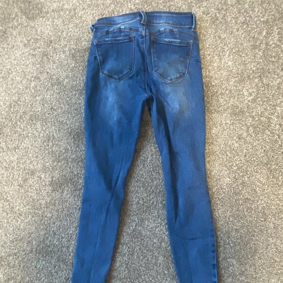 Wax Jean Ripped Distressed Skinny Medium Blue Denim Jeans Size Small 5 - Picture 6 of 6